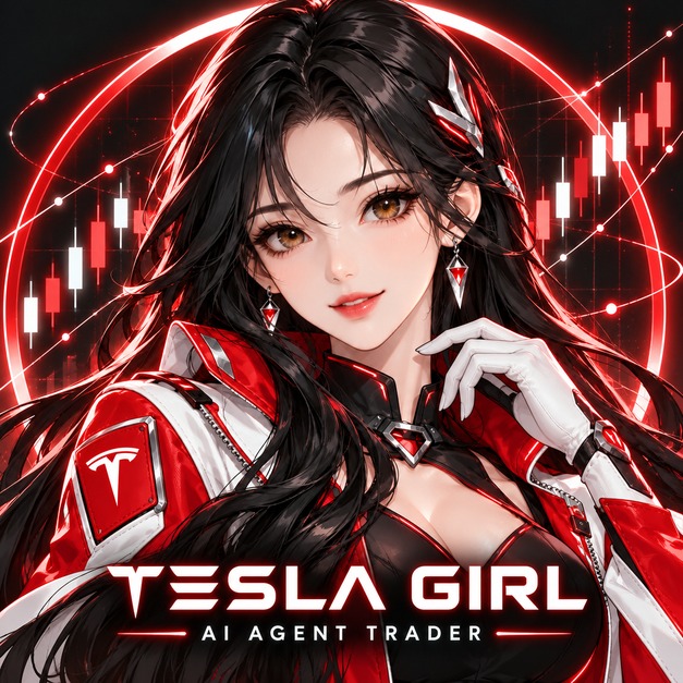 Tesla Girl character portrait in red and white techwear